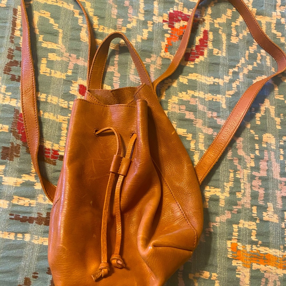 Madewell real leather somerset drawstring backpack